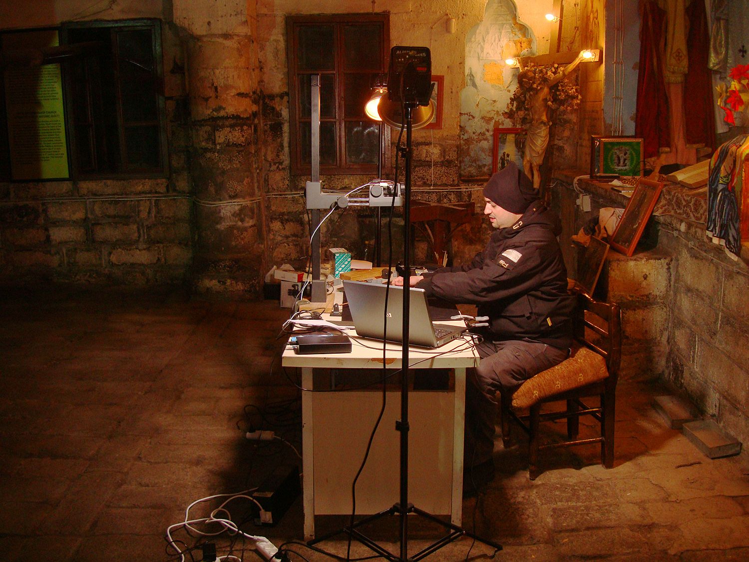 HMML’s Field Director for the Middle East, Africa & South Asia, Walid Mourad, digitizing manuscripts at the Chaldean Church in Diyarbakir